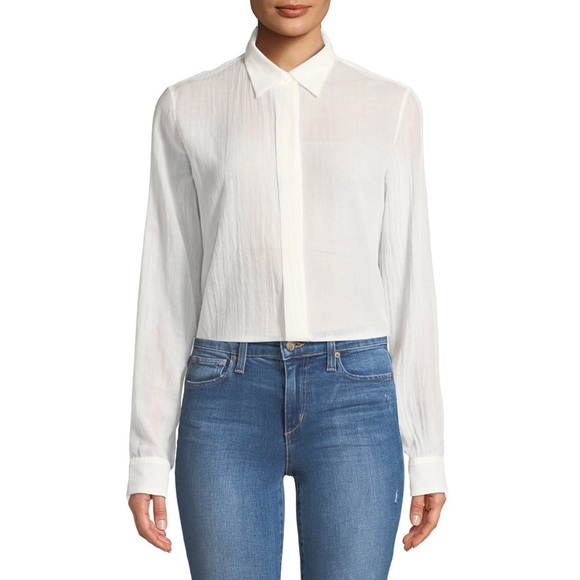 THEORY ESSENTIAL COTTON IVORY TOP - Picture 2 of 4